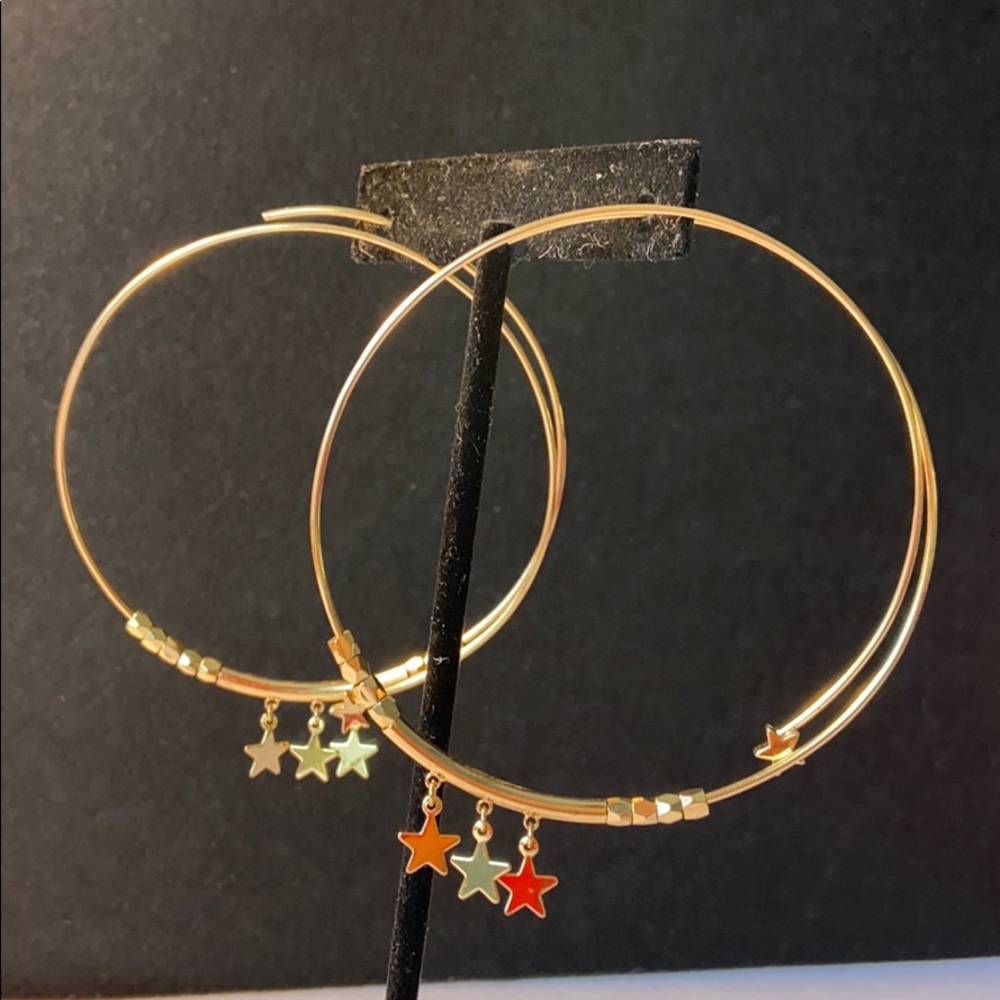 “SUPER STAR”, Hoop Gold Tone Earrings 18k Plated